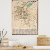ヴィンテージコネチカットのダンベリーの地図（1867年） ポスター (キッチン)