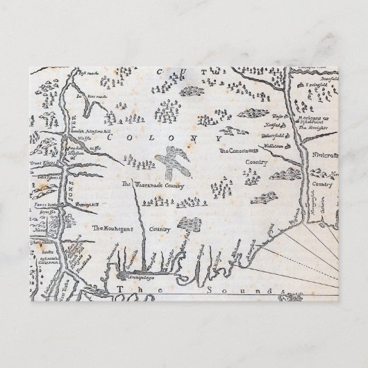 ヴィンテージコネチカットの地図 ポストカード (正面)