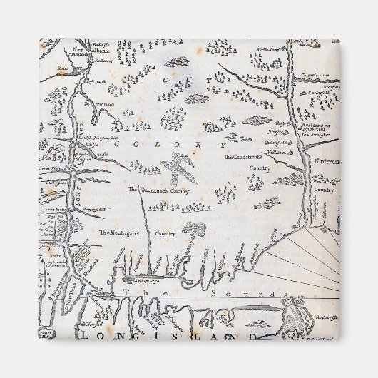 ヴィンテージコネチカットの地図 マグネット (正面)