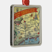 ヴィンテージコネチカットの地図 メタルオーナメント (右)