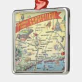 ヴィンテージコネチカットの地図 メタルオーナメント (左)