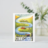 ヴィンテージコネチカット旅行ポスター ポストカード (スタンド正面)