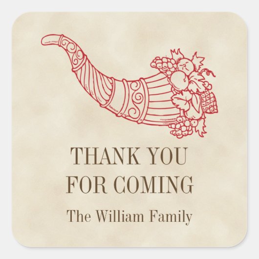 ヴィンテージコピア果実の豊富な感謝祭 スクエアシール (正面)