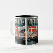 ヴィンテージコペンハーゲンのデンマークのカラフルは贈り物を収容 ツートーンマグカップ (正面左)