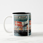 ヴィンテージコペンハーゲンのデンマークのカラフルは贈り物を収容 ツートーンマグカップ (左)