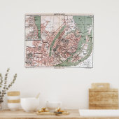 ヴィンテージコペンハーゲンの地図(1888) ポスター (キッチン)