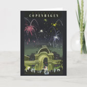 ヴィンテージコペンハーゲンイラストレーション旅行ポスター カード (正面)