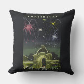 ヴィンテージコペンハーゲンイラストレーション旅行ポスター クッション (正面)