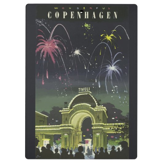 ヴィンテージコペンハーゲンイラストレーション旅行ポスター クリップボード (裏面)