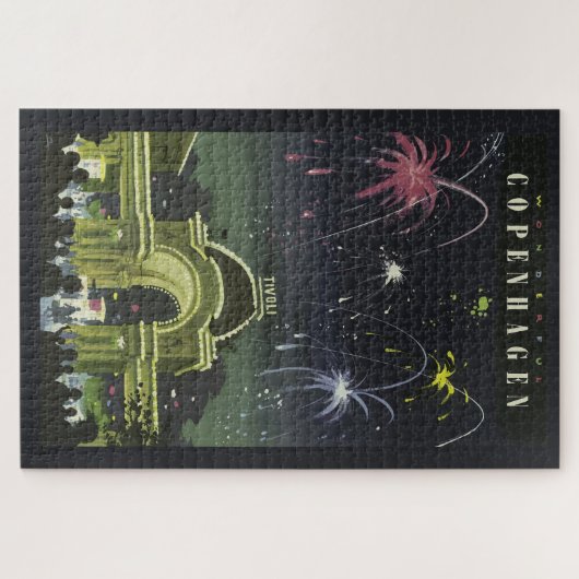 ヴィンテージコペンハーゲンイラストレーション旅行ポスター ジグソーパズル (横)