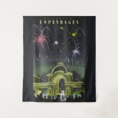 ヴィンテージコペンハーゲンイラストレーション旅行ポスター タペストリー (正面)