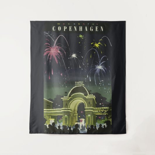 ヴィンテージコペンハーゲンイラストレーション旅行ポスター タペストリー (正面)