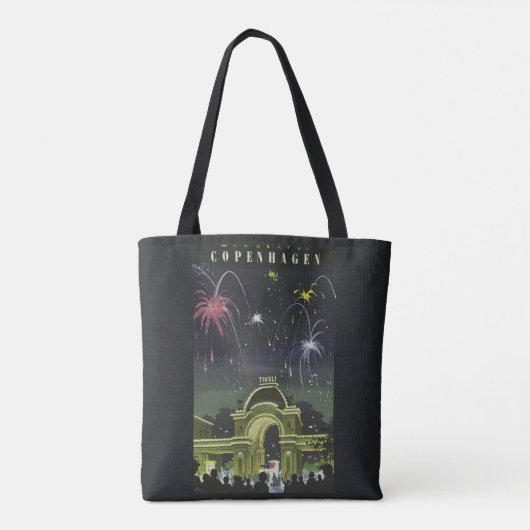 ヴィンテージコペンハーゲンイラストレーション旅行ポスター トートバッグ (裏面)