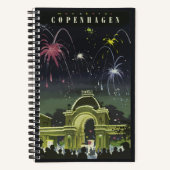 ヴィンテージコペンハーゲンイラストレーション旅行ポスター ノートブック (正面)