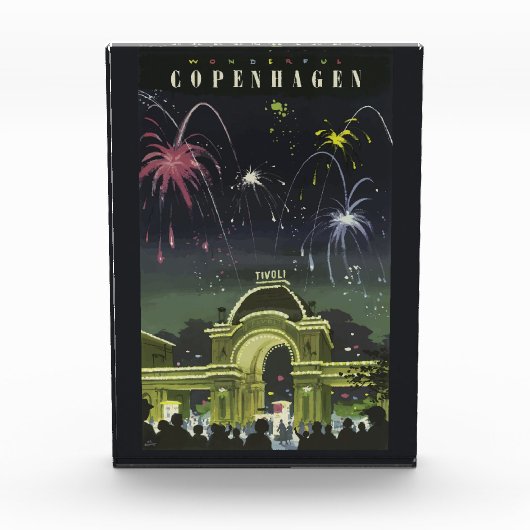 ヴィンテージコペンハーゲンイラストレーション旅行ポスター フォトブロック (正面)