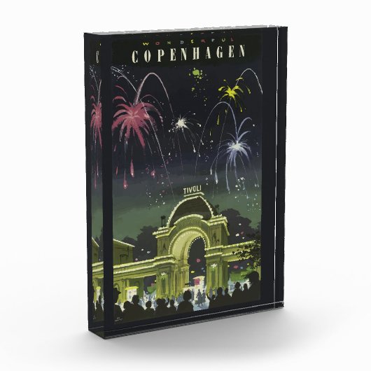 ヴィンテージコペンハーゲンイラストレーション旅行ポスター フォトブロック (左)