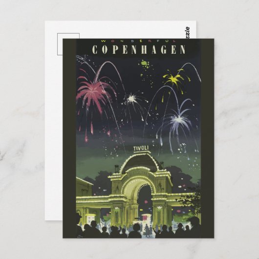ヴィンテージコペンハーゲンイラストレーション旅行ポスター ポストカード (正面/裏面)