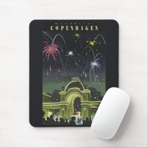 ヴィンテージコペンハーゲンイラストレーション旅行ポスター マウスパッド