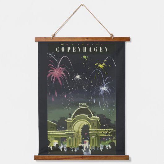 ヴィンテージコペンハーゲンイラストレーション旅行ポスター 吊り下げ型タペストリー (正面)