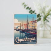 ヴィンテージコペンハーゲンカラフル船の贈り物を収容 ポストカード (スタンド正面)