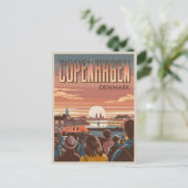 ヴィンテージコペンハーゲン旅行観光客サンセットギフト ポストカード (スタンド正面)