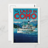 ヴィンテージコモ湖イタリアン旅行広告 ポストカード (正面/裏面)