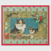 ヴィンテージコラージクリスマスラッピング紙 ラッピングペーパー (フラット)