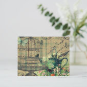 ヴィンテージコラージュと鳥飼育園 ポストカード (スタンド正面)