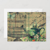 ヴィンテージコラージュと鳥飼育園 ポストカード (正面/裏面)