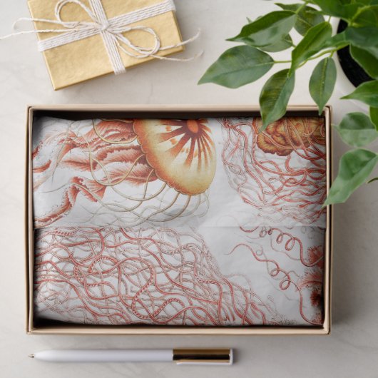 ヴィンテージコラージュのクラゲ模様のデカップージ 薄葉紙 (ギフト)