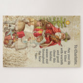 ヴィンテージコラージュのサンタミュージカルクリスマスメッセージ ジグソーパズル (横)