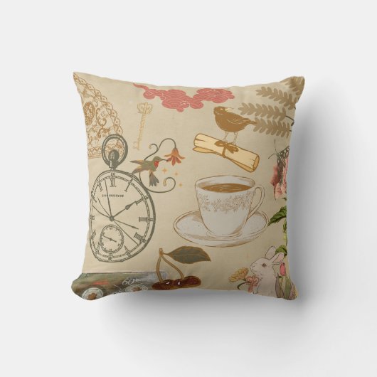 ヴィンテージコラージュアート クッション (正面)