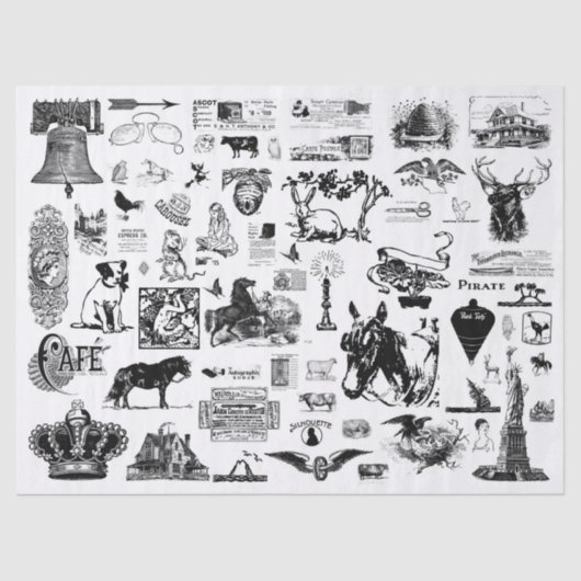 ヴィンテージコラージュデコパージティッシュペーパー 薄葉紙 (正面)