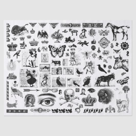 ヴィンテージコラージュデコパージティッシュペーパー 薄葉紙 (正面)