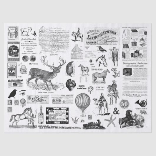 ヴィンテージコラージュデコパージティッシュペーパー 薄葉紙 (正面)