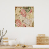 ヴィンテージコラージュフランスの、手紙、はがき ポスター (キッチン)