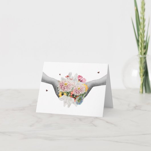 ヴィンテージコラージュ感謝してい花束「束」 サンキューカード (正面)