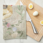 ヴィンテージコラージュ – ロスターと花 キッチンタオル (四つ折り)