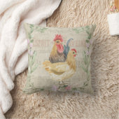 ヴィンテージコラージュ – ロスターと花 クッション (ブランケット)