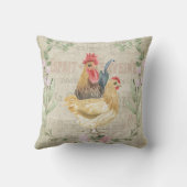 ヴィンテージコラージュ – ロスターと花 クッション (裏面)