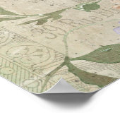 ヴィンテージコラージュ – ロスターと花 ポスター (角)