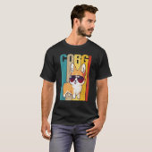ヴィンテージコルギママ女の子男の子犬サングラス Tシャツ (正面フル)