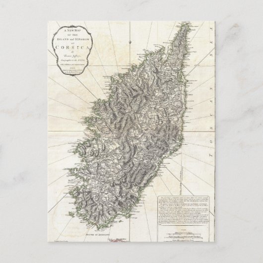 ヴィンテージコルシカの地図(1794) ポストカード (正面)