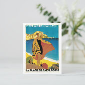 ヴィンテージコルシカ電車旅行広告 ポストカード (スタンド正面)