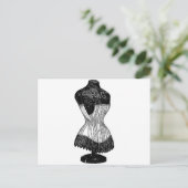 ヴィンテージコルセットドレス型枠 ポストカード (スタンド正面)