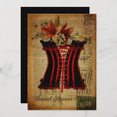 ヴィンテージコルセットブライダルパーティランジェリーシャワー 招待状 (正面/裏面)