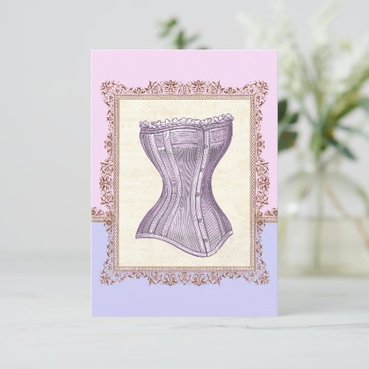 ヴィンテージコルセットランジェリービクトリアンブライダルシャワー 招待状 (スタンド正面)