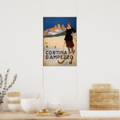 ヴィンテージコルチナダンペッツォイタリアスキー旅行 ポスター (キッチン)
