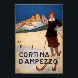 ヴィンテージコルチナダンペッツォイタリアスキー旅行 ポスター<br><div class="desc">イタリアのコル広告ティナ・ダンペッツォで冬スキーをするヴィンテージ旅行のポスター。</div>