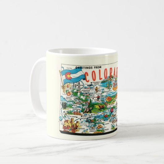 ヴィンテージコロラドの地図 コーヒーマグカップ (正面左)